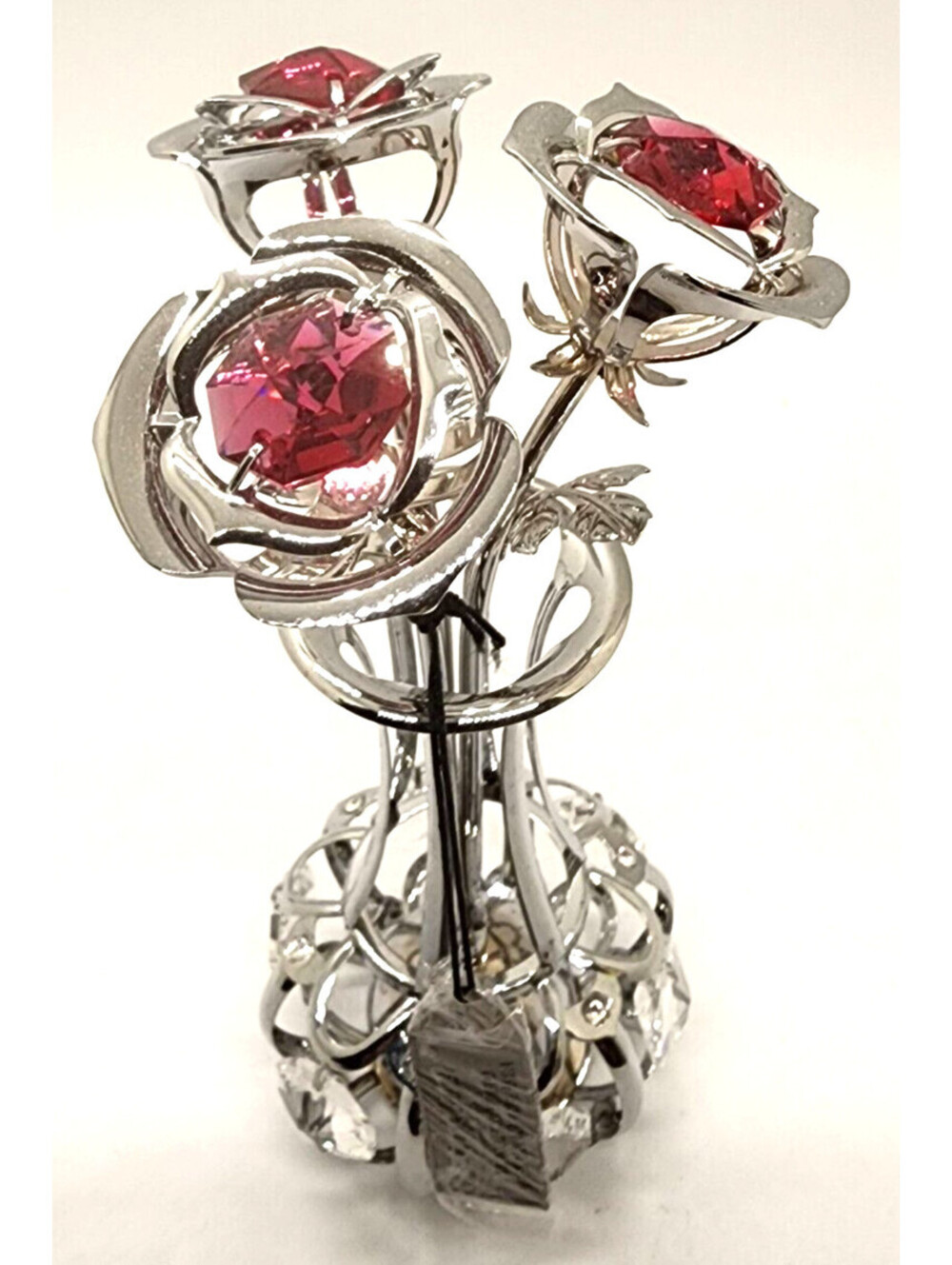 MATASHI CHROME PLATES SILVER FLOWERS BOUQUET and Vase Unique See!